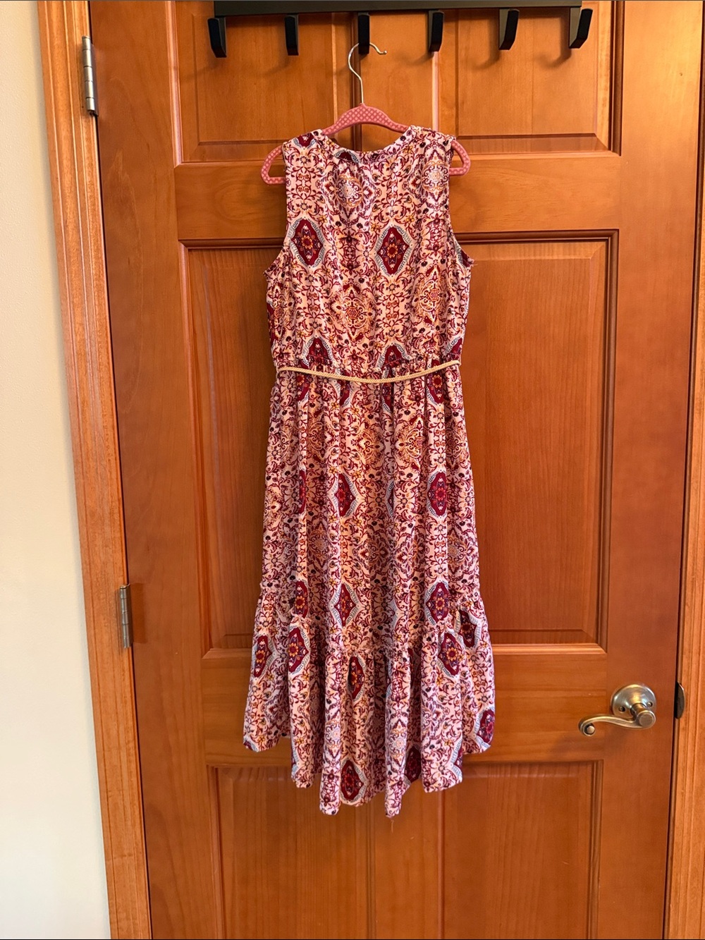 Xhilaration Sleeveless Bohemian Print Dress in Red and Cream